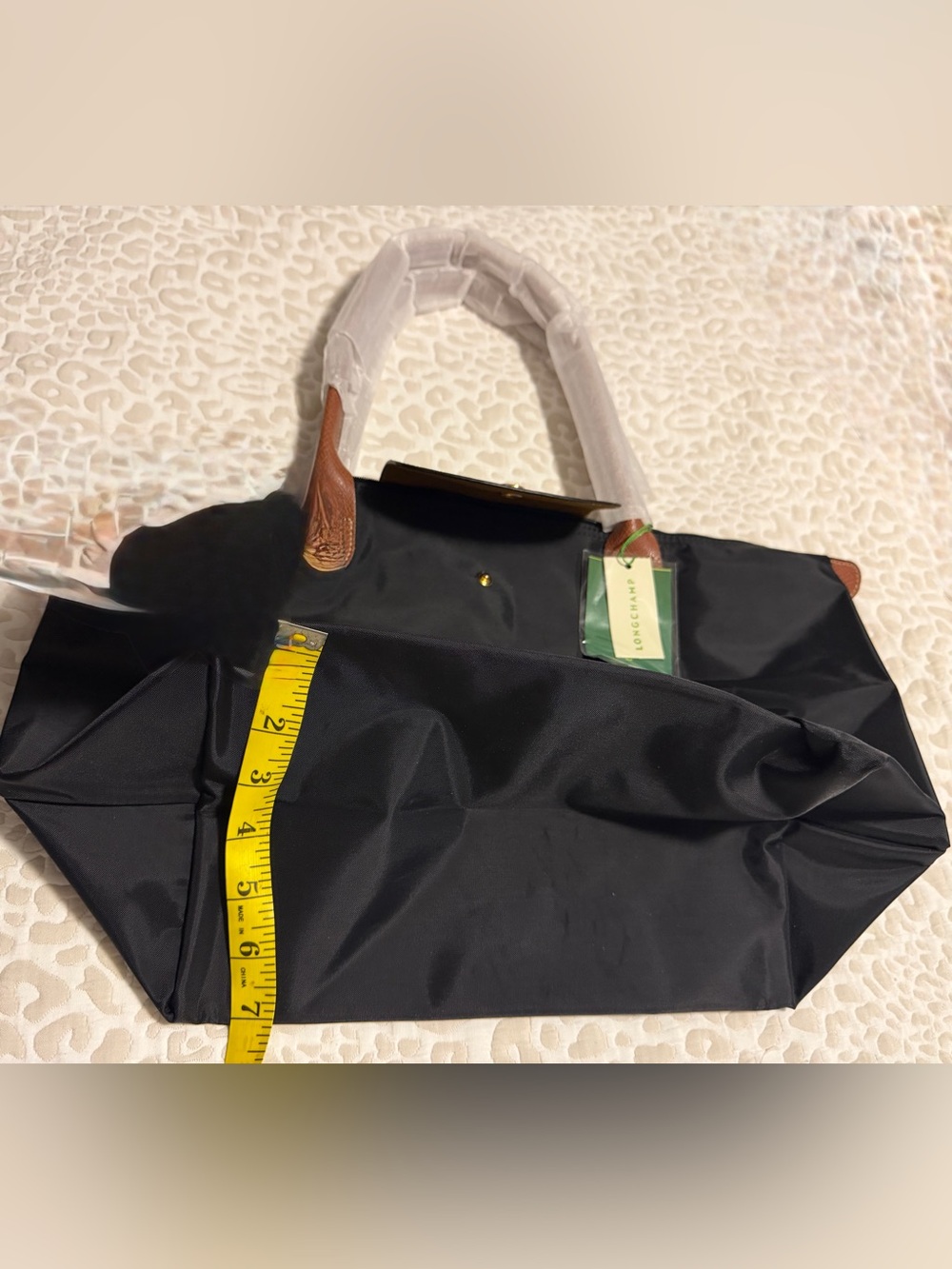 Longchamp Nylon Black Tote with Brown Leather Trim - Black/Brown - Picture 11 of 11